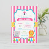 Girls Circus Carnival Birthday Party Kaart (Staand voorkant)