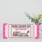 Girls Circus Ticket Verjaardagsfeest Kaart (Staand voorkant)