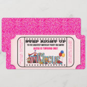Girls Circus Ticket Verjaardagsfeest Kaart (Voorkant / Achterkant)