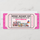 Girls Circus Ticket Verjaardagsfeest Kaart (Voorkant)