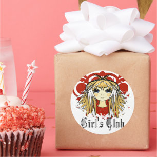 Girl's Club - Ultra Cute Grunged Anime blonde haar Ronde Sticker