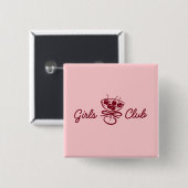 Girls Club Vierkante Button 5,1 Cm (Voorkant /achterkant)
