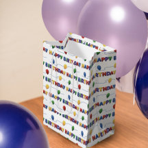 Girls Colorful Balloons Happy Birthday Gift Bag