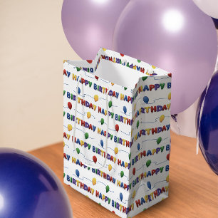 Girls Colorful Balloons Happy Birthday Gift Bag Medium Cadeauzakje