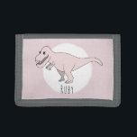 Girl's Cool Pink Doodle T-Rex Dinosaur met naam Drievoud Portemonnee<br><div class="desc">Dit coole ontwerp maakt deel uit van een collectie met schattige dinosaurussen voor kleine meisjes's kleding en accessoires. Het ontwerp van deze kinderen is voorzien van een handgetekende roze T-Rex doodle dinosaurus en kan worden gepersonaliseerd met de naam van je meisje. Ideaal voor de eerste portemonnee van je meisje. Bekijk...</div>
