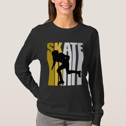 Girls Cool Retro Pink Inline Skating Skater Daught T-shirt (Voorkant)