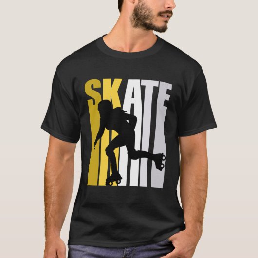Girls Cool Retro Pink Inline Skating Skater Daught T-shirt (Voorkant)