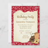 Girls Cowboy Birthday Red Bandana Sunflower Kaart (Voorkant)