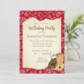 Girls Cowboy Birthday Red Bandana Sunflower Kaart (Staand voorkant)