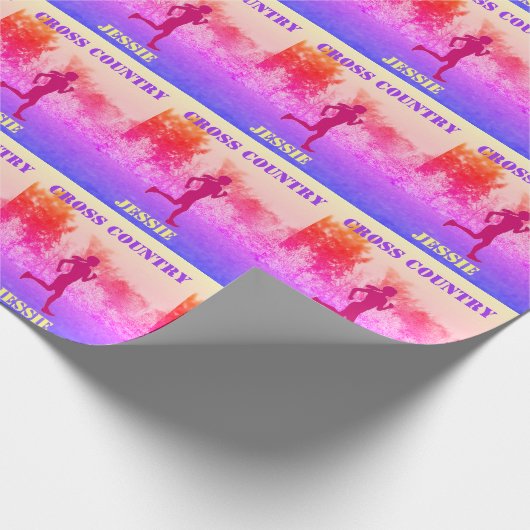 Girls Cross Country Running Rainbow  Cadeaupapier (Hoek)