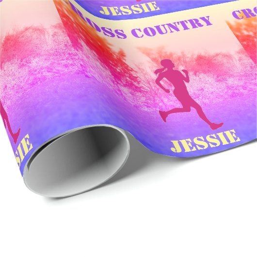 Girls Cross Country Running Rainbow  Cadeaupapier (Rol Hoek)