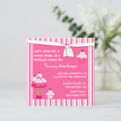Girl's Cupcake Birthday Party Invitation Kaart (Staand voorkant)