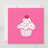 Girl's Cupcake Birthday Party Invitation Kaart (Achterkant)