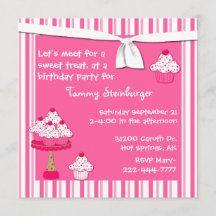 Girl's Cupcake Birthday Party Invitation