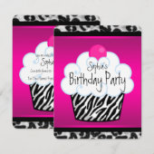 Girls Cupcake verjaardagsfeestje Kaart (Voorkant / Achterkant)