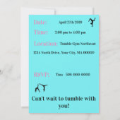 Girls Custom Gymnastics Birthday Party Invitation (Achterkant)