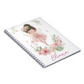 Girls Custom Name Fairy Floral Notebook Notitieboek (Rechterzijde)