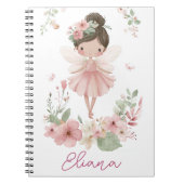 Girls Custom Name Fairy Floral Notebook Notitieboek (Voorkant)
