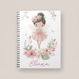 Girls Custom Name Fairy Floral Notebook Notitieboek