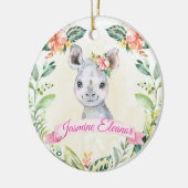 Girls Custom Rhino Safari Animal Cute Holiday Keramisch Ornament (Links)