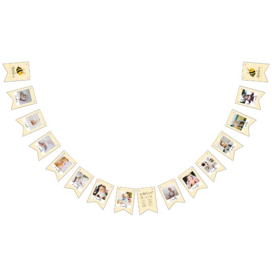 Girls Cute 1st Bee Day Birthday Milestone Photo  Vlaggetjes (Alle)