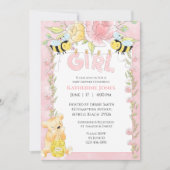 Girls Cute Bees en Honey Beer Baby shower Kaart (Voorkant)