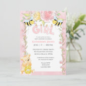 Girls Cute Bees en Honey Beer Baby shower Kaart (Staand voorkant)