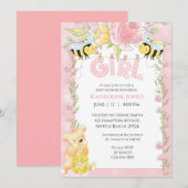 Girls Cute Bees en Honey Beer Baby shower Kaart (Voorkant / Achterkant)