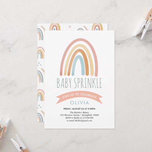 Girls Cute Boho Rainbow Baby Sprinkle Kaart (Voorkant / Achterkant in situ)