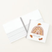 Girls Cute Boho Rainbow Kinder Aangepaste naam Notitieboek (Binnen)