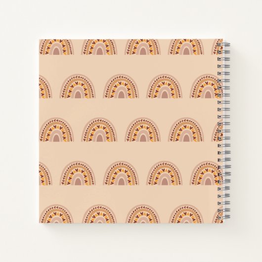 Girls Cute Boho Rainbow Kinder Aangepaste naam Notitieboek (Achterkant)