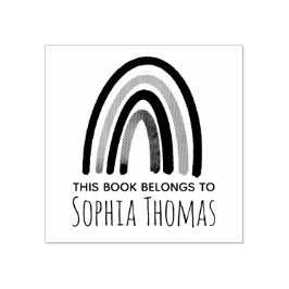 Girls Cute Boho Rainbow Kinder School Bookplate Rubberstempel