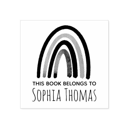 Girls Cute Boho Rainbow Kinder School Bookplate Rubberstempel (Afrduk)