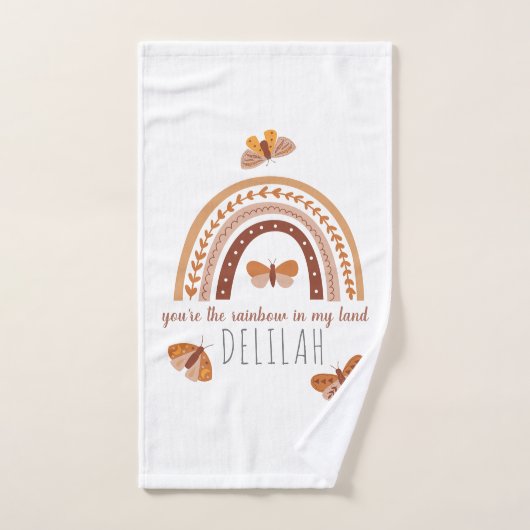 Girls Cute Boho Rainbow Pattern Personalized Kinde Bad Handdoek (Handdoek)