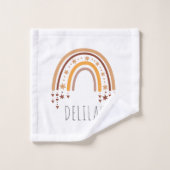 Girls Cute Boho Rainbow Pattern Personalized Kinde Bad Handdoek (Wasdoekje)