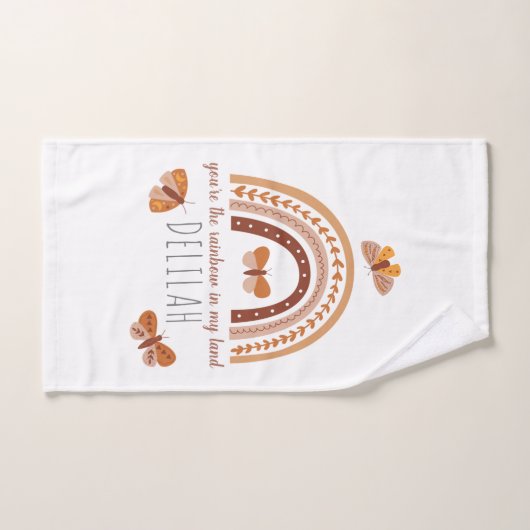 Girls Cute Boho Rainbow Pattern Personalized Kinde Bad Handdoek (Handdoek)