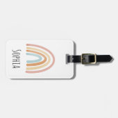 Girls Cute Boho Waterverf Rainbow en Name Kinder Bagagelabel (Voorkant horizontaal)