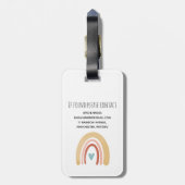 Girls Cute Boho Waterverf Rainbow en Name Kinder Bagagelabel (Achterkant verticaal)