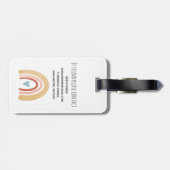 Girls Cute Boho Waterverf Rainbow en Name Kinder Bagagelabel (Achterkant horizontaal)