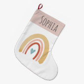 Girls Cute Boho Waterverf Rainbow Heart Kinder Grote Kerstsok (Voorkant (Hangend))