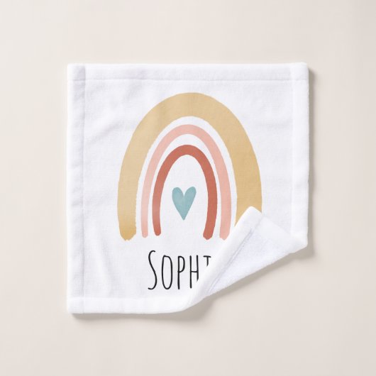 Girls Cute Boho Waterverf Rainbow Pattern Kinder Bad Handdoek (Wasdoekje)