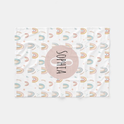 Girls Cute Boho Waterverf Rainbow Pattern Kinder Fleece Deken (Voorkant (Horizontaal))