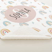 Girls Cute Boho Waterverf Rainbow Pattern Kinder Sherpa Deken (3/4)