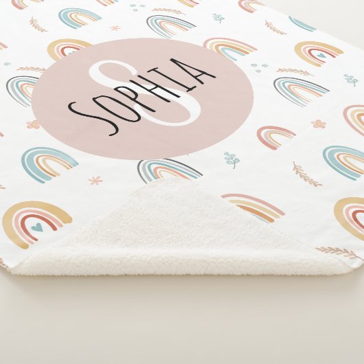 Girls Cute Boho Waterverf Rainbow Pattern Kinder Sherpa Deken (3/4)