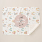 Girls Cute Boho Waterverf Rainbow Pattern Kinder Sherpa Deken (Voorkant (horizontaal))