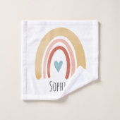 Girls Cute Boho Waterverf Rainbows and Flowers Bad Handdoek (Wasdoekje)