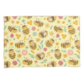 Girls Cute Bumble Bee Spring Floral Pattern Kinder Kussensloop (Voorkant-Rechts)