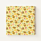 Girls Cute Bumble Bee Spring Floral Pattern Kinder Notitieboek (Achterkant)