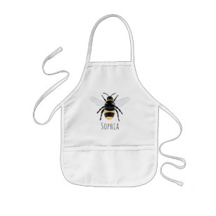 Girls Cute Bumblebee Bee met naam  Kinder Schort
