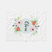 Girls Cute Elegant Waterverf Flowers & Name Kinder Fleece Deken (Voorkant (Horizontaal))